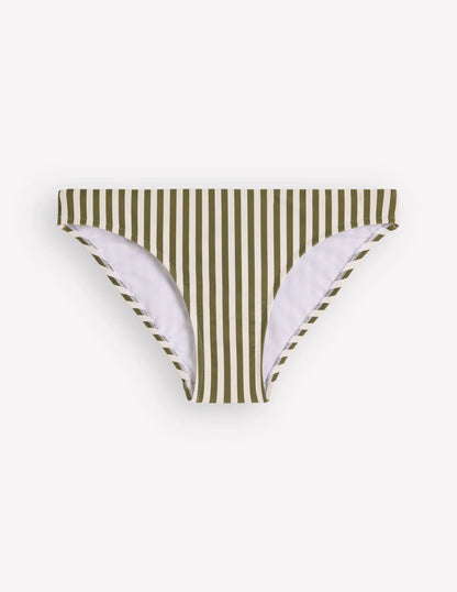 Classic Bikini Bottoms-Olive, Ivory Stripe