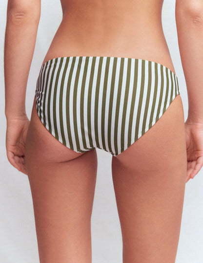 Classic Bikini Bottoms-Olive, Ivory Stripe
