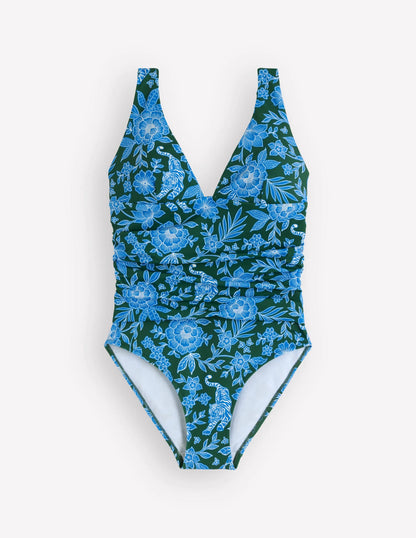 Mykonos Deep V Swimsuit-Dark Green, Paradise