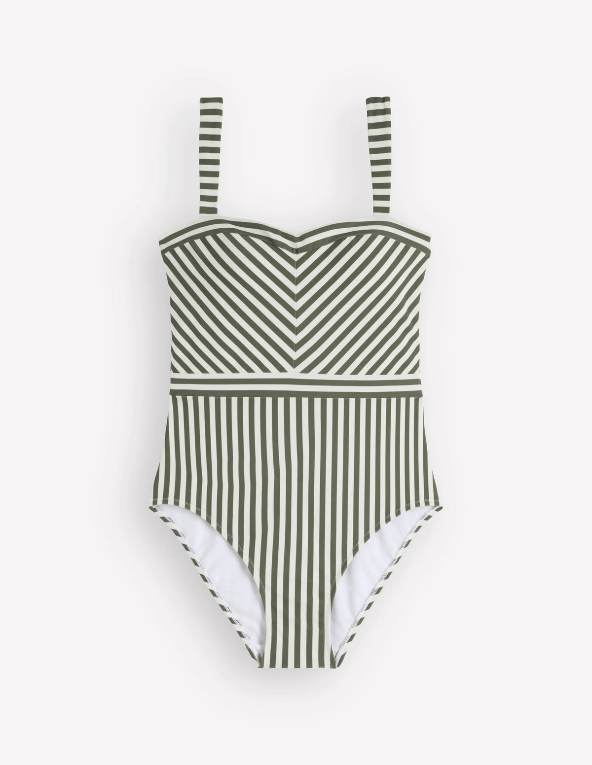 Clean Sweetheart Swimsuit-Olive Ivory Stripe