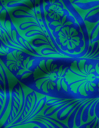 Twist Strap Swimsuit-Blue, Enchanted Paisley