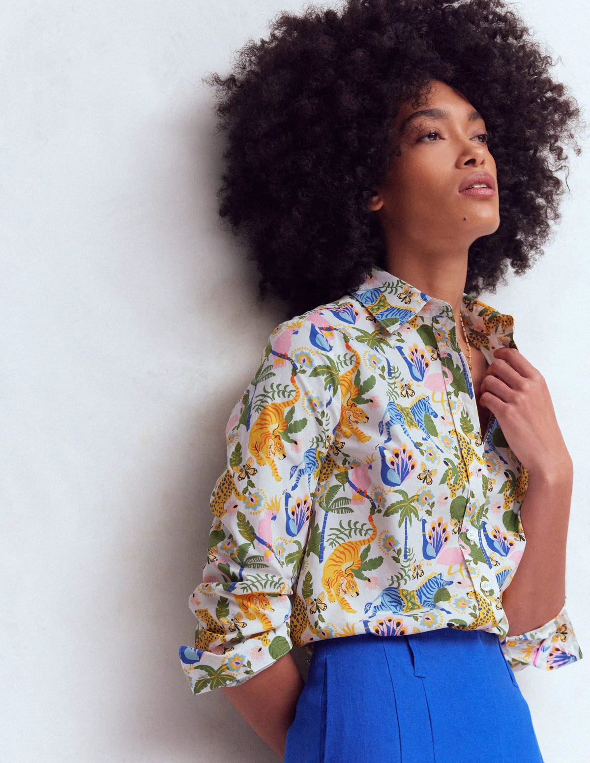 Sienna Cotton Shirt-Multi, Tropical Safari