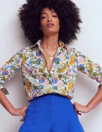 Sienna Cotton Shirt-Multi, Tropical Safari