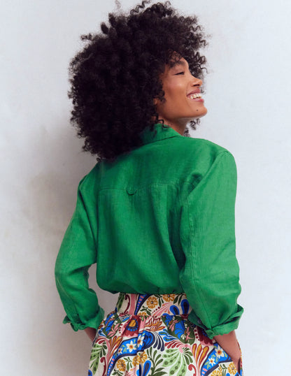 Sadie Relaxed Linen Shirt-Fresh Green