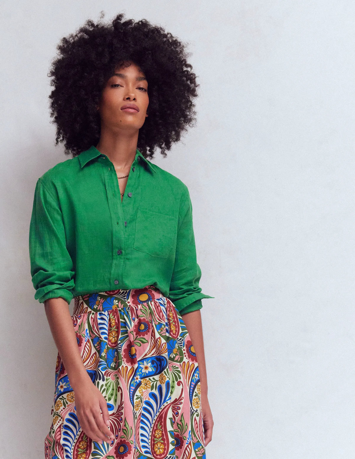 Sadie Relaxed Linen Shirt-Fresh Green