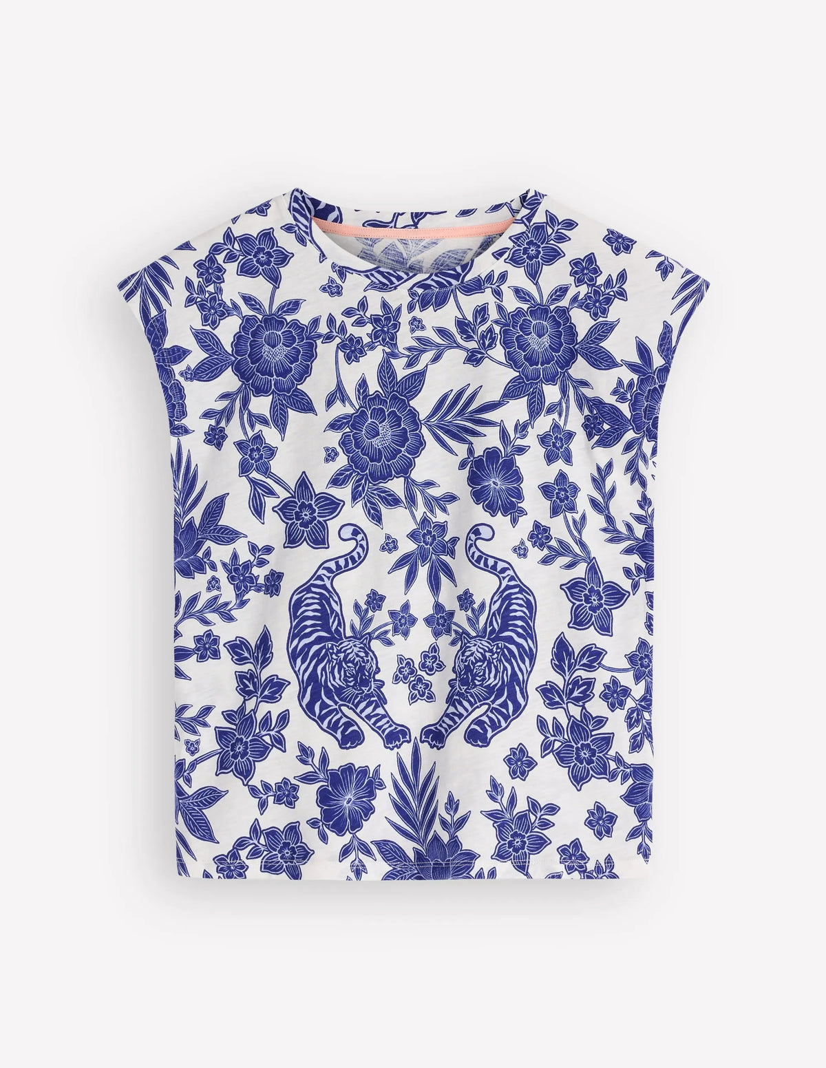 Louisa Cotton Slub T-shirt-Blue Tigers Paradise Placement
