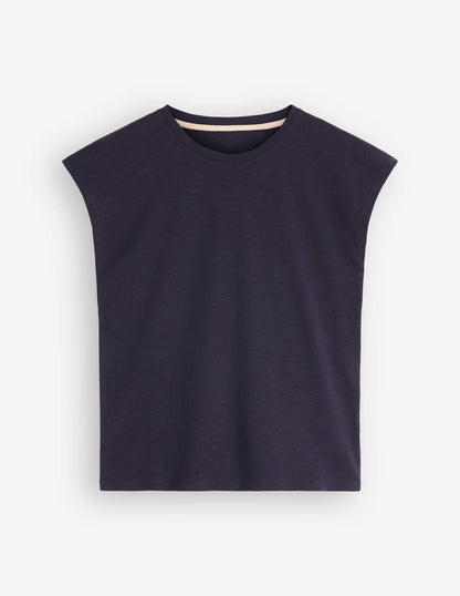 Louisa Cotton Slub T-shirt-Navy