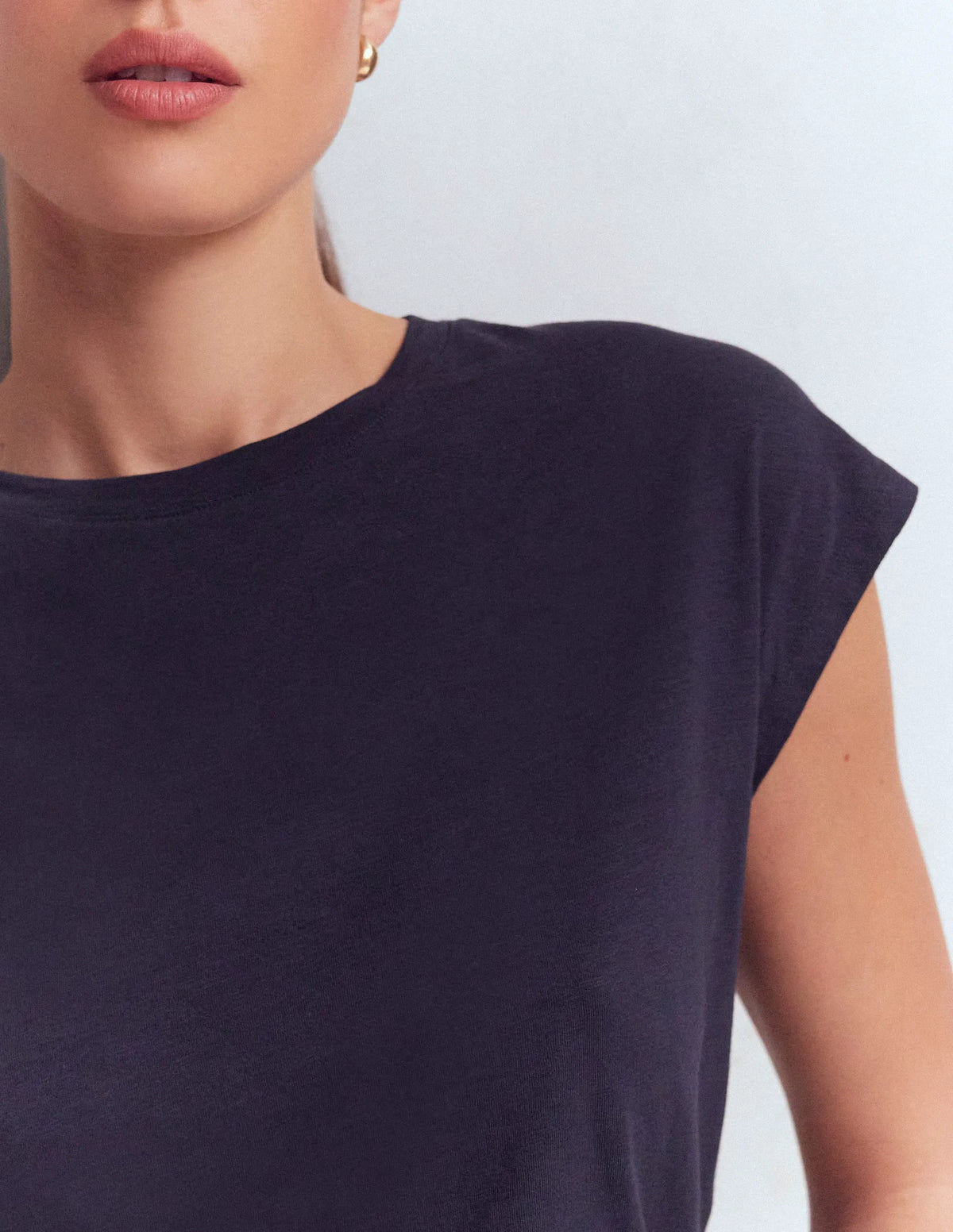 Louisa Cotton Slub T-shirt-Navy