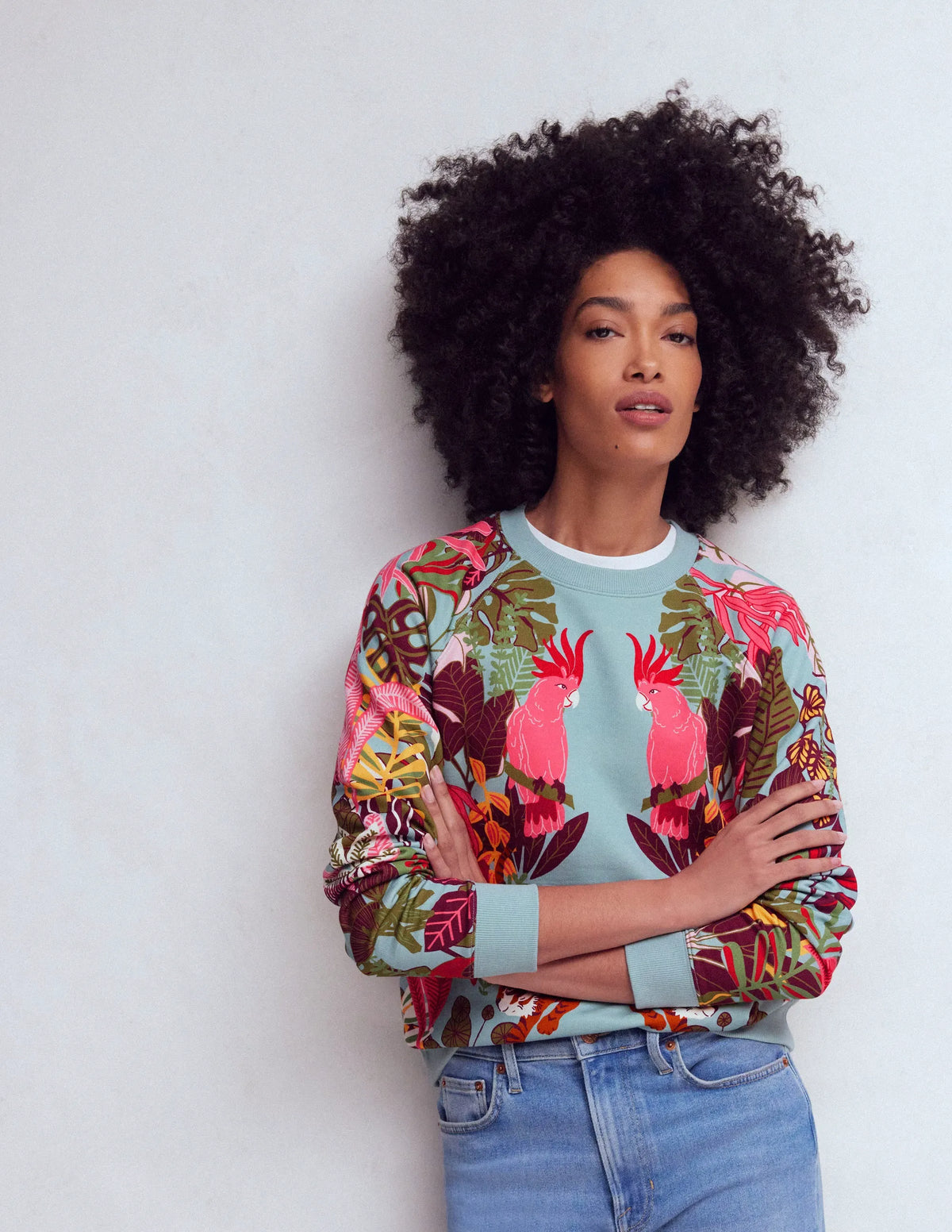 Rosa Printed Sweatshirt-Tropical Safari Placement