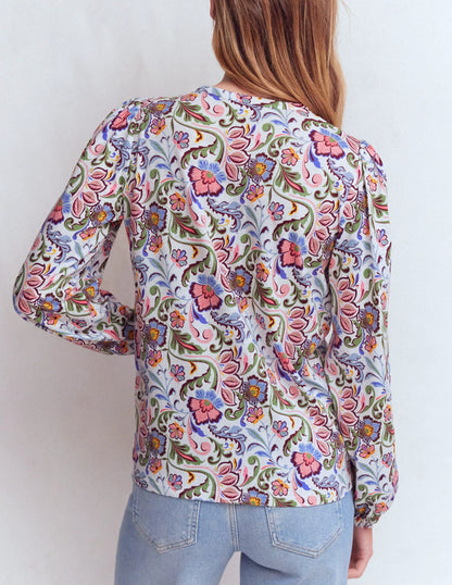 Mya Smocked Jersey Shirt-Multi, Flourishing Meadow