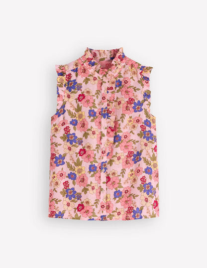 Isabel Sleeveless Linen Top-Blooming Pink, Blossomy Garden