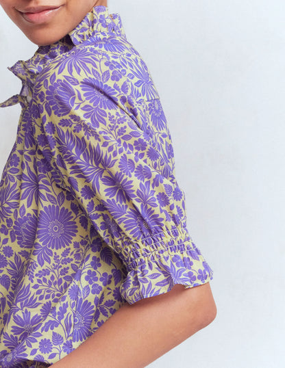 Heather Smocked Sleeve Top-Han Purple, Flowerbed Bloom