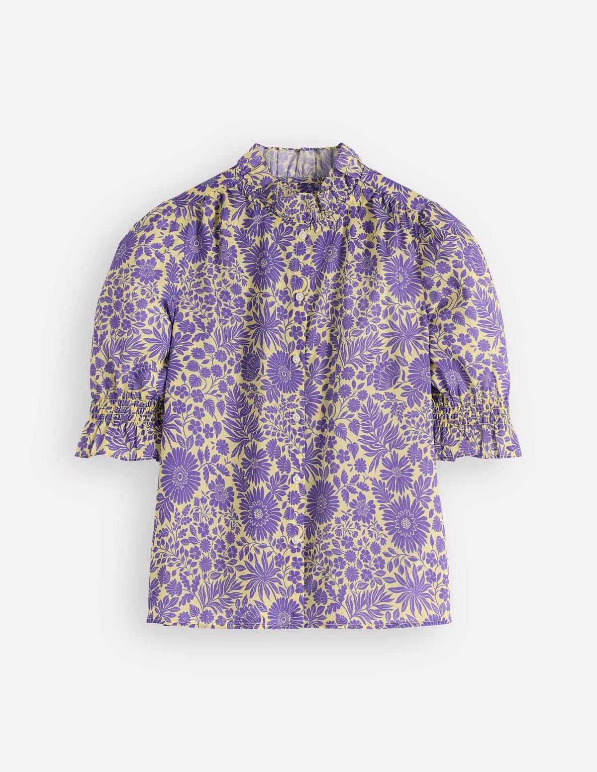 Heather Smocked Sleeve Top-Han Purple, Flowerbed Bloom