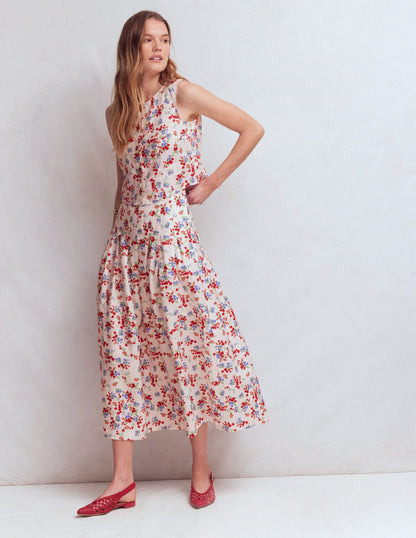 Andrea Linen Shell Top-Ivory, Bloom Scatter
