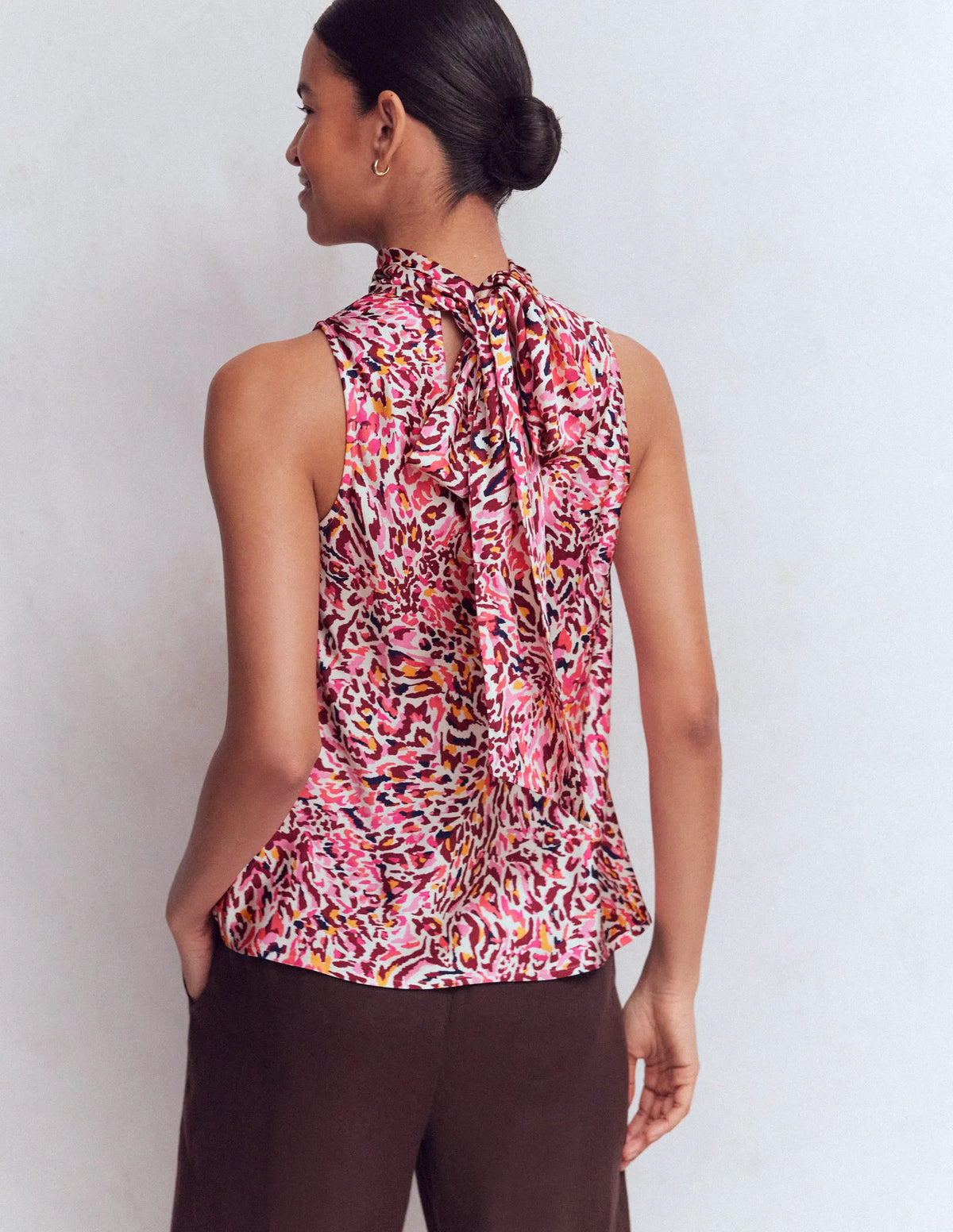 Satin Halterneck Top-Multi, Leopard Flow