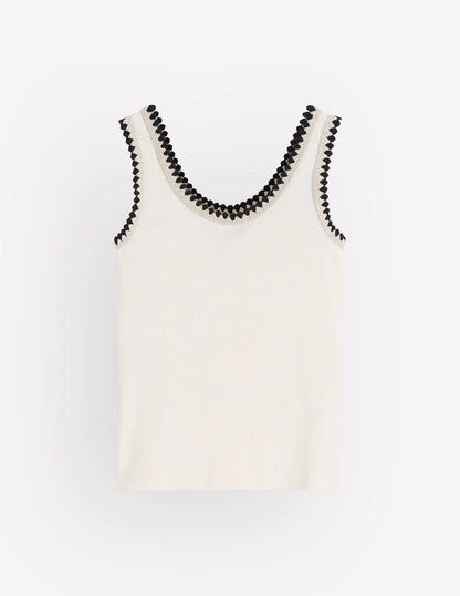 Maddie Trim Detail Vest-Ivory