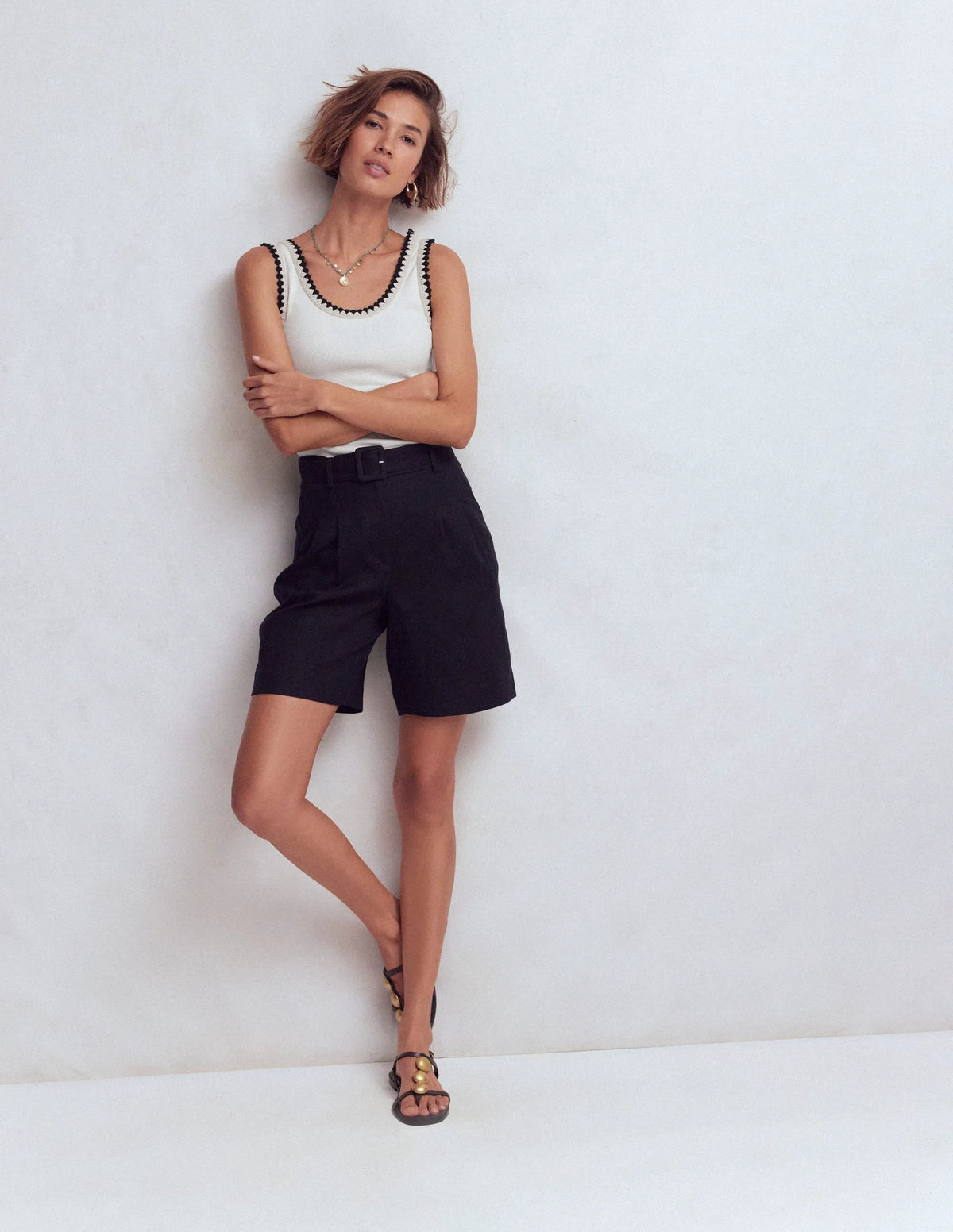 Maddie Trim Detail Vest-Ivory
