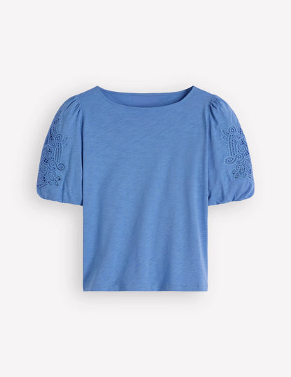 Tape Lace T-shirt-Forget Me Not Blue