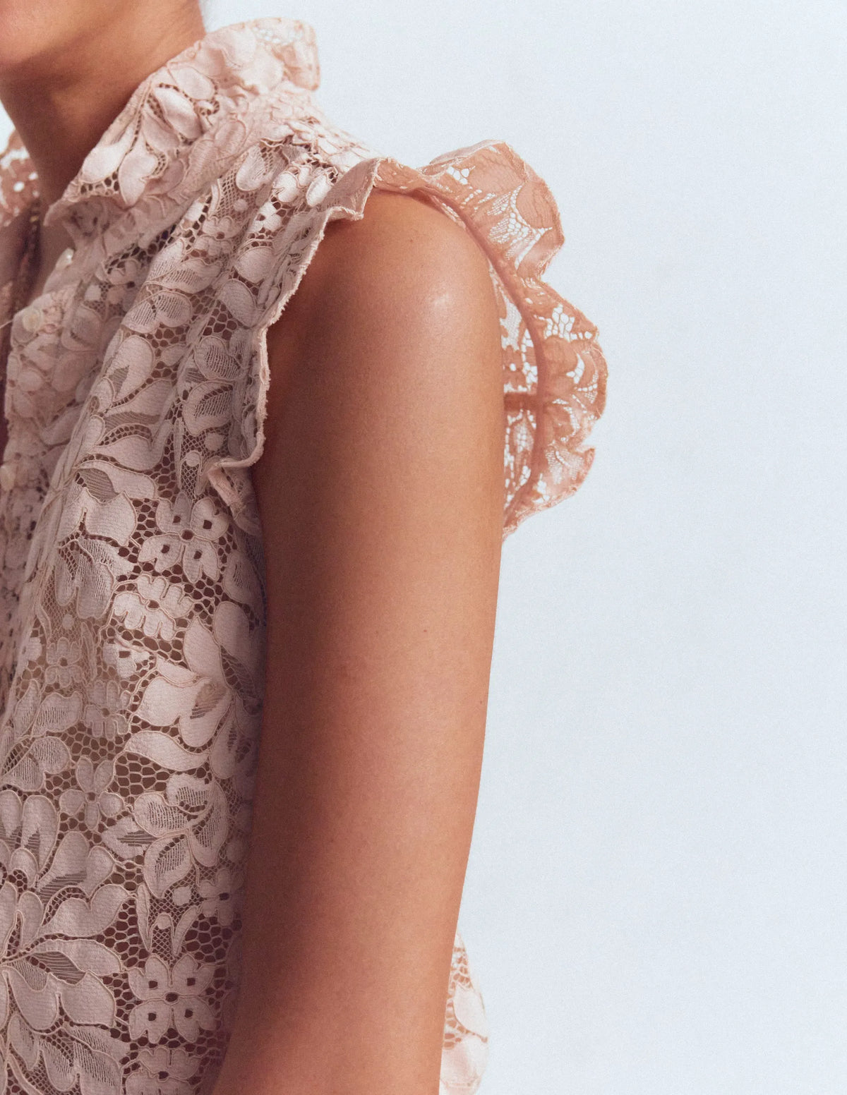 Isabel Sleeveless Lace Top-Pale Pink