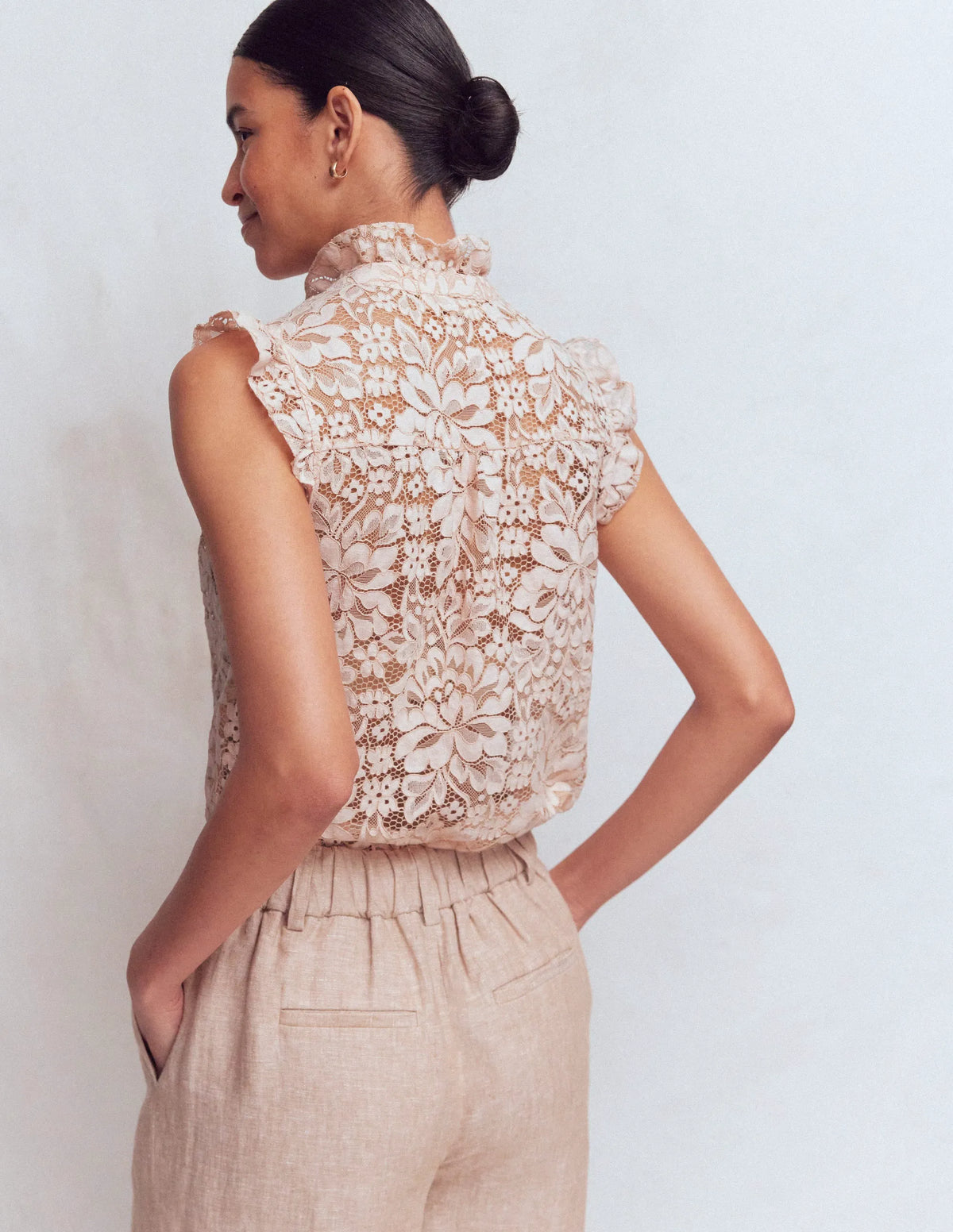 Isabel Sleeveless Lace Top-Pale Pink