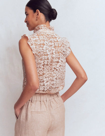 Isabel Sleeveless Lace Top-Pale Pink