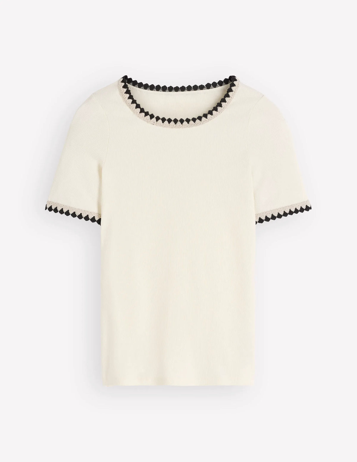 Maddie Trim Detail T-Shirt-Ivory with Black