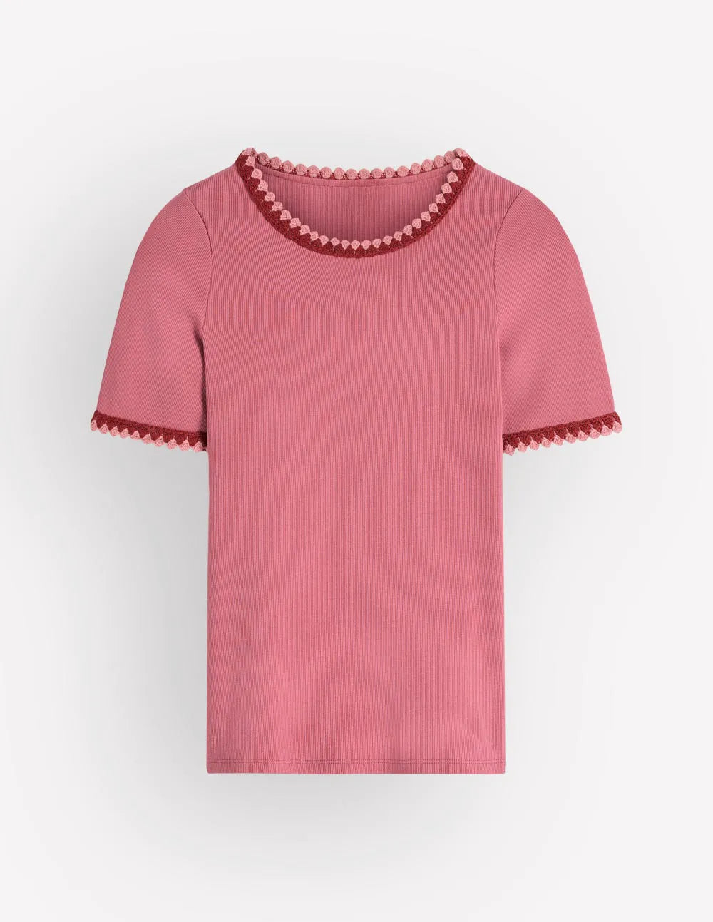 Maddie Trim Detail T-Shirt-Vintage Rose