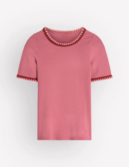 Maddie Trim Detail T-Shirt-Vintage Rose