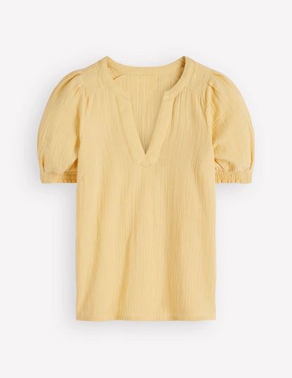 Rae Double Cloth Top-Sunlight Yellow