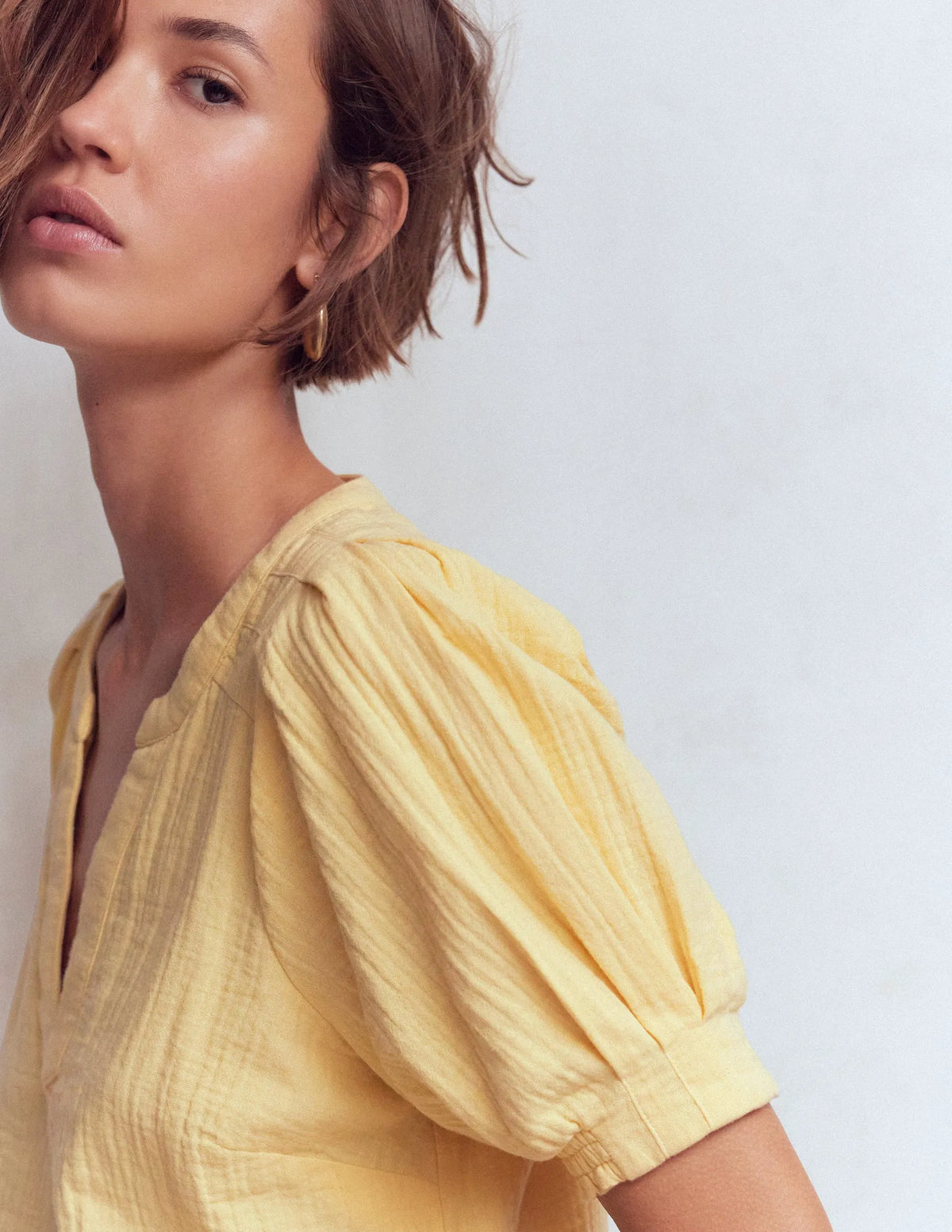 Rae Double Cloth Top-Sunlight Yellow