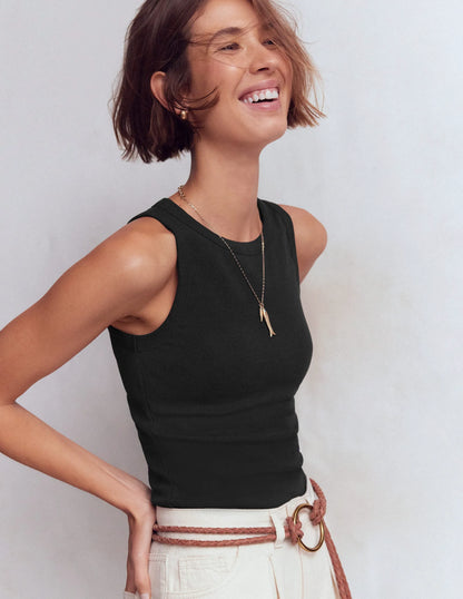 Ribbed Racer Vest-Black