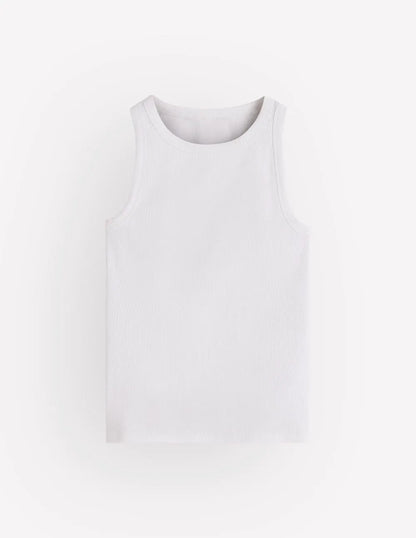 Ribbed Racer Vest-White