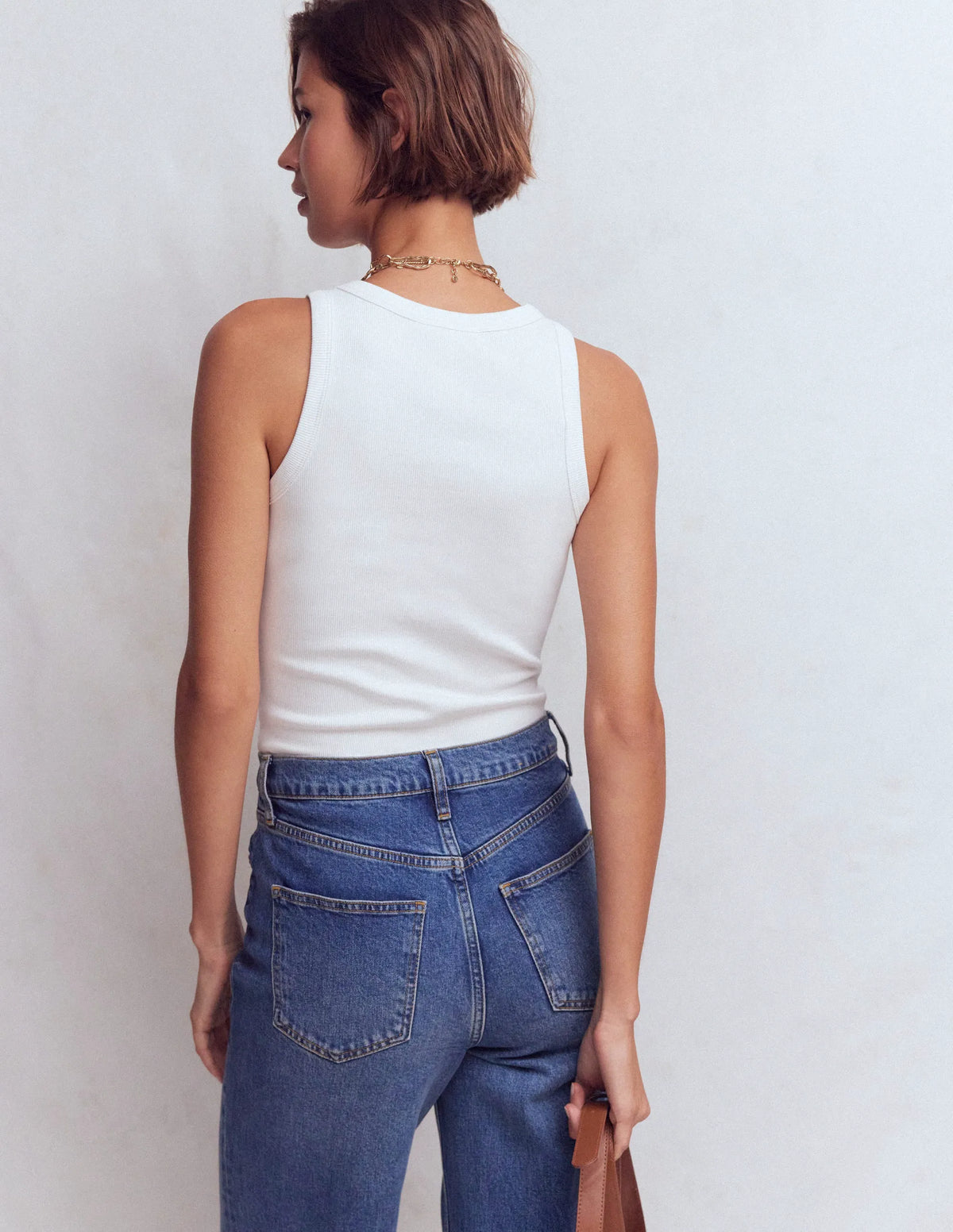 Ribbed Racer Vest-White