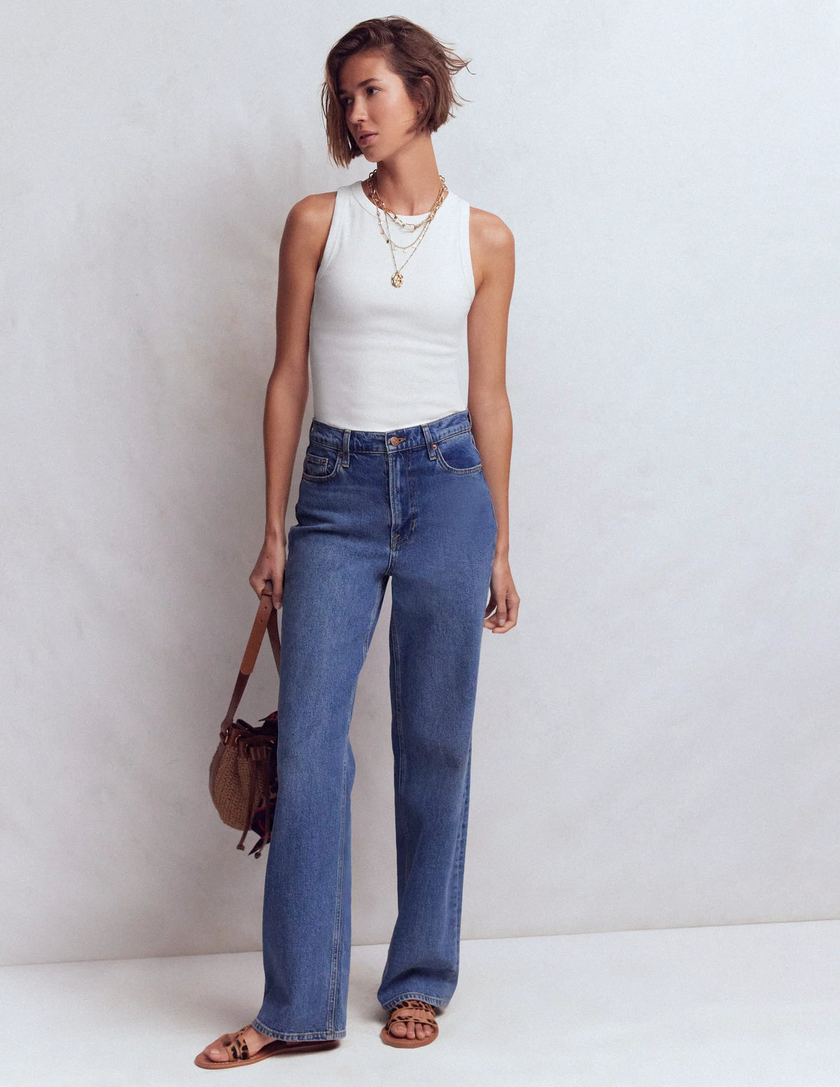 Ribbed Racer Vest-White