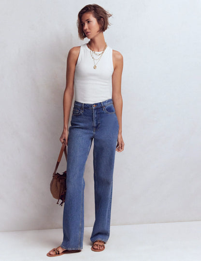 Ribbed Racer Vest-White