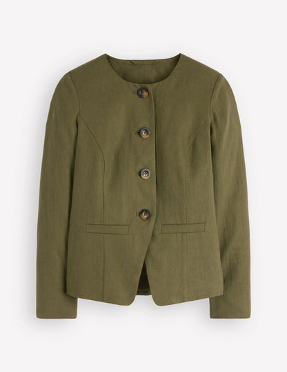 Hampstead Linen Blazer-Woodland Green