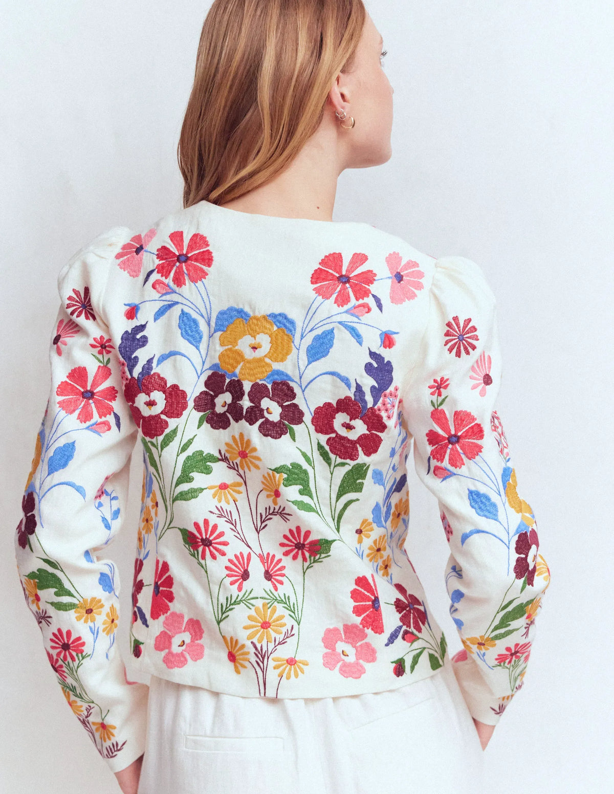 Salisbury Puff Sleeve Jacket-Multi, Embroidery