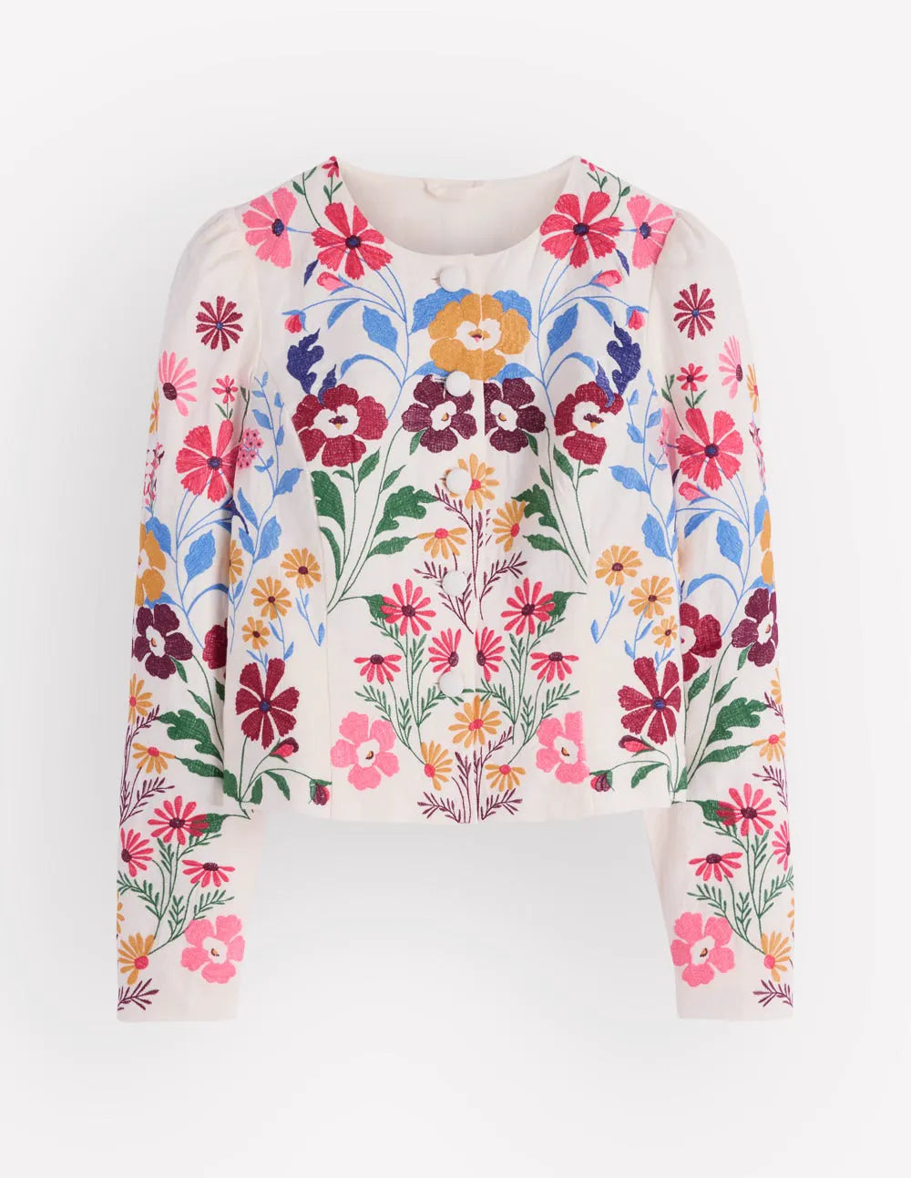 Salisbury Puff Sleeve Jacket-Multi, Embroidery