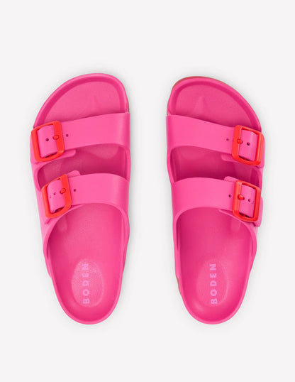 Lyla Double Buckle Sliders-Pink/Red