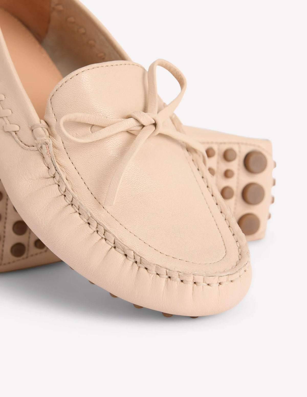 Heidi Stitched Soft Loafers-Ecru