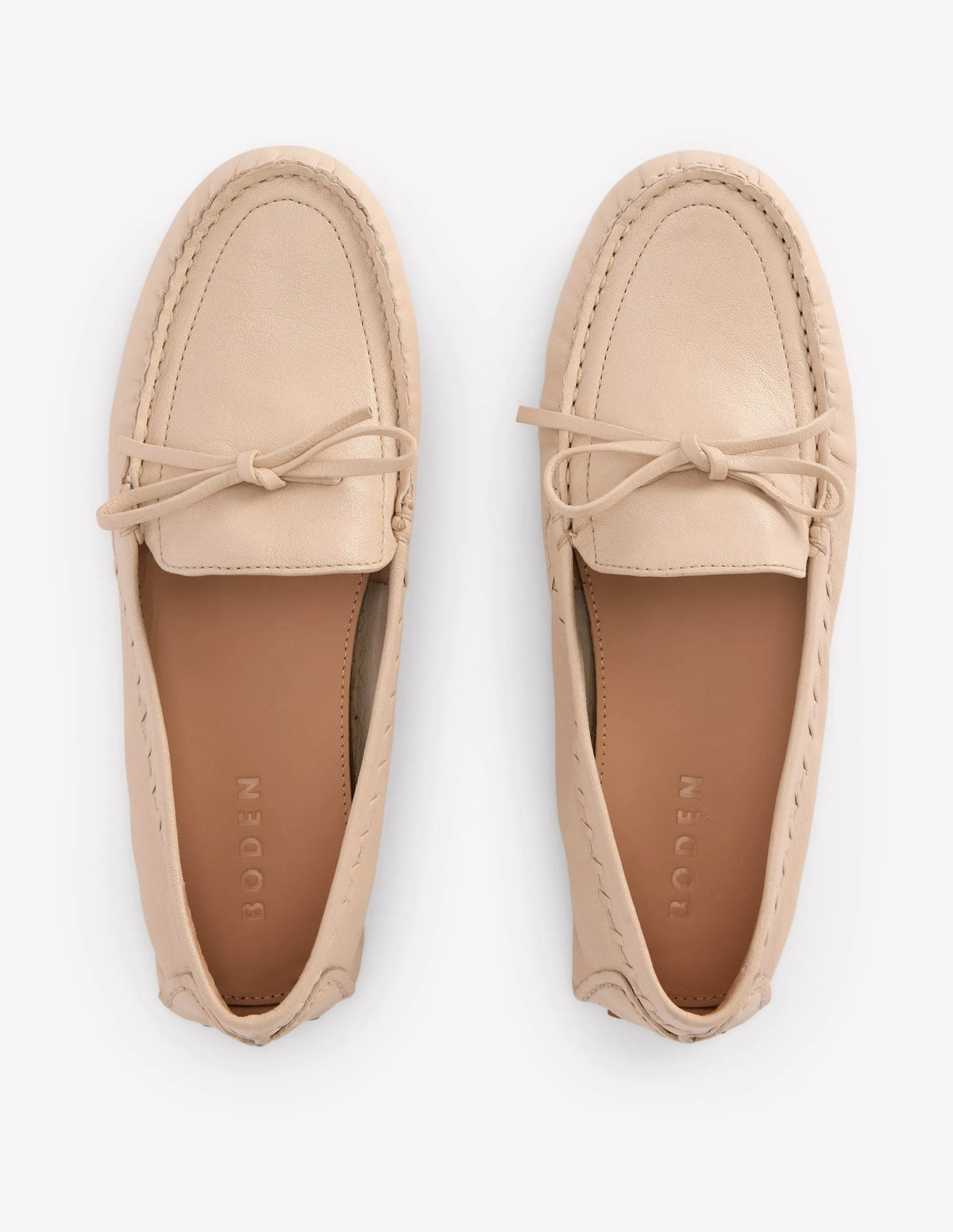 Heidi Stitched Soft Loafers-Ecru
