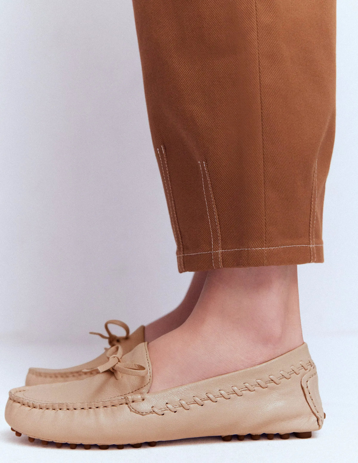Heidi Stitched Soft Loafers-Ecru