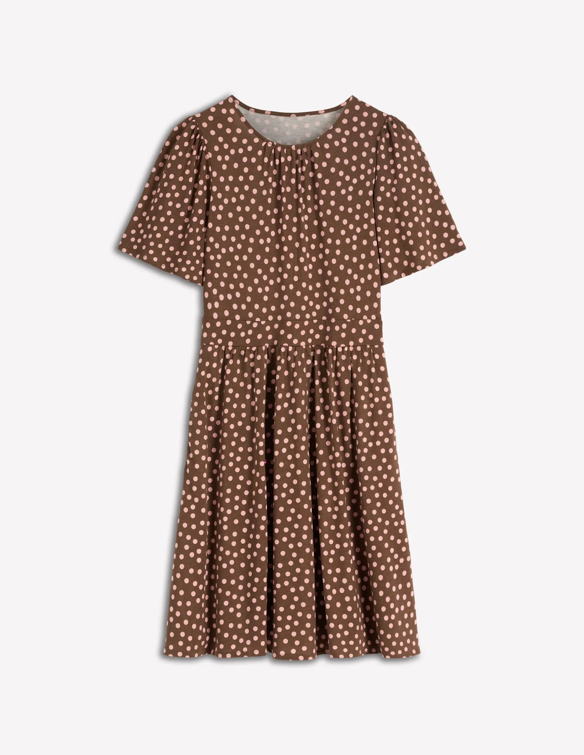 Louisa Short Jersey Dress-Raw Umber, Painted Dot