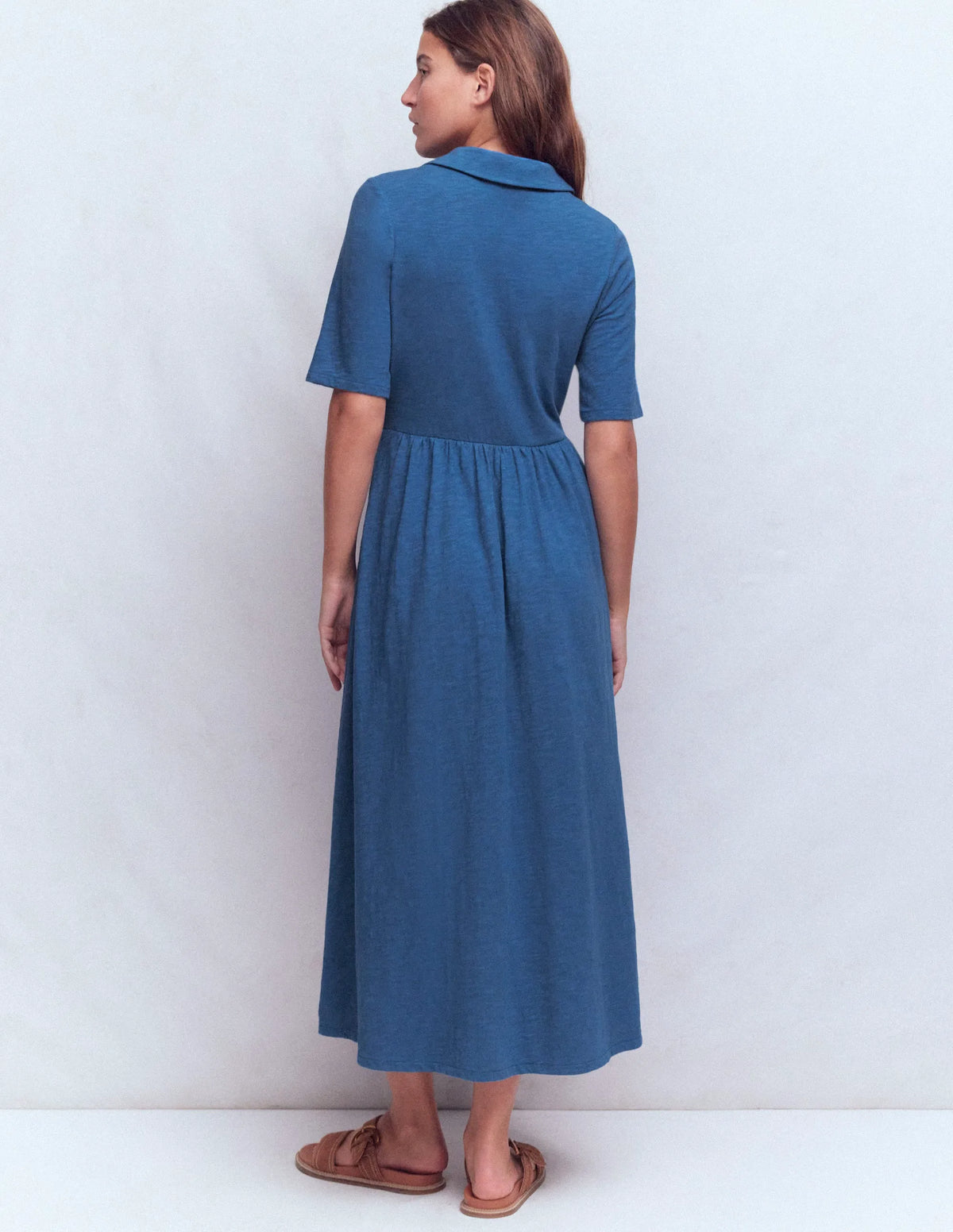 Aria Collared Jersey Dress-Tourmaline Blue