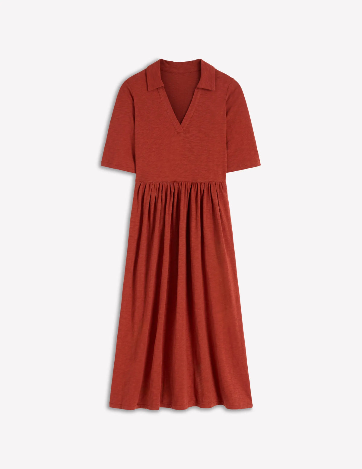 Aria Collared Jersey Dress-Burnt Orange