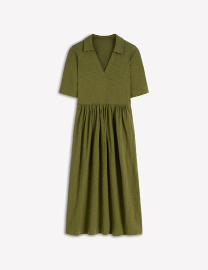 Aria Collared Jersey Dress-Promenade Green