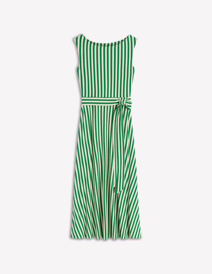 Tamsin Jersey Midi Dress-Fresh Green and Ivory Stripe