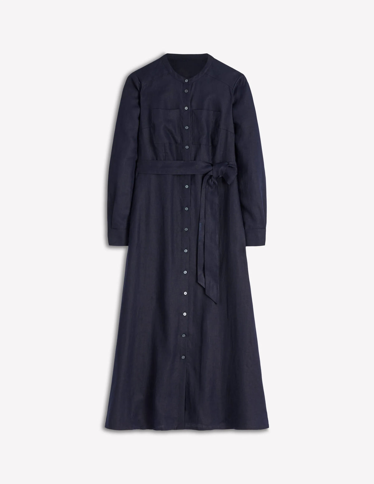 Mollie Linen Midi Dress-Navy