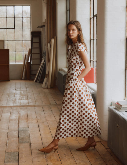 Arabella Cotton Maxi Dress-Ginger, Painted Dot
