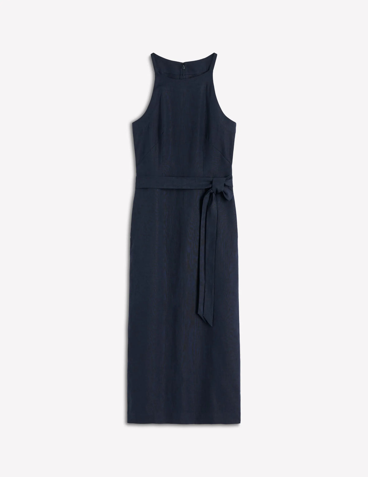 Rosa Halter Linen Midi Dress-Navy